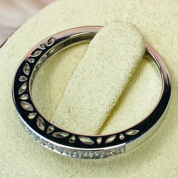 White Round Cubic Zirconia Rhodium Over Sterling Silver Wedding Band Rin… - Picture 3 of 4